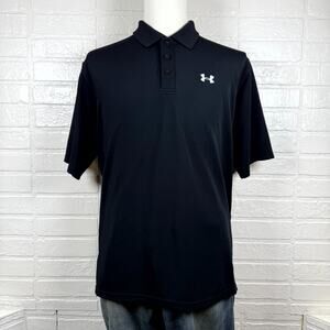 Under Armour Performance Golf Polo Shirt Men's Large Black Stretch Short Sleeve